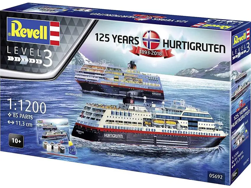 "Hurtigruten" 125 års jubilæum model kit fra Revell